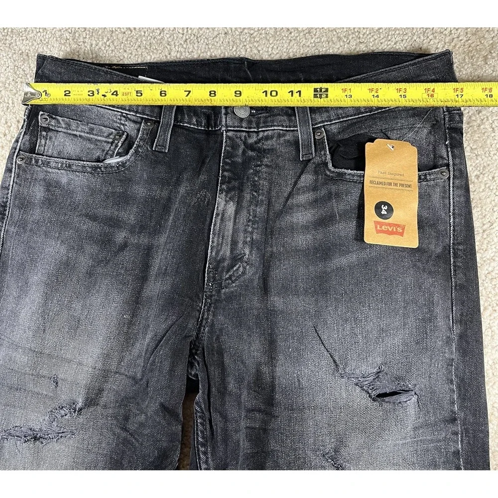 Levis 511 Sz 33x30 Fit 34x30 Black Charcoal Distressed Slim Fit Mens Faded Jeans